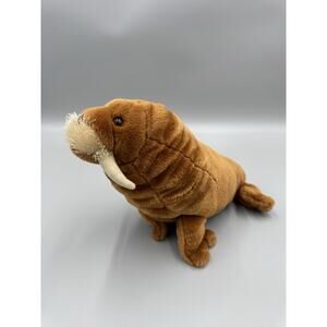 Brown Walrus W/ Tusks Plush 12” Long Realistic Stuffed Animal No Tag